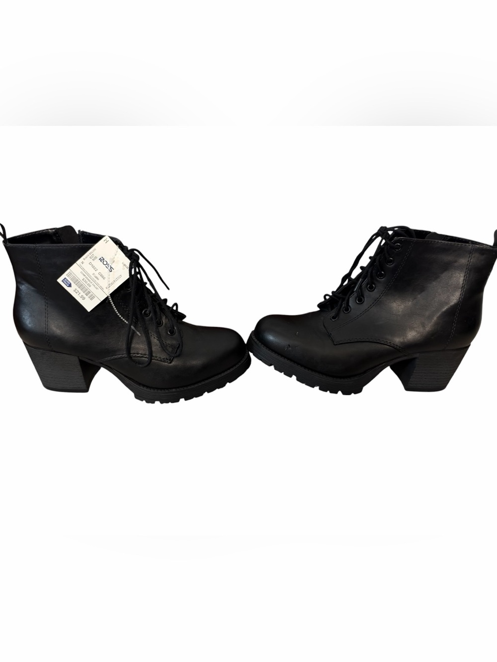 Soda Black Lace-Up Chunky Heel Ankle Boots **READ DESCRIPTION**